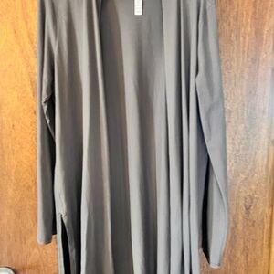 Long Open Front Cardigan in Gray